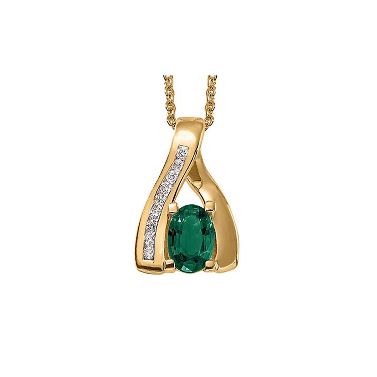 Pendentif or jaune 18 carats émeraude diamants