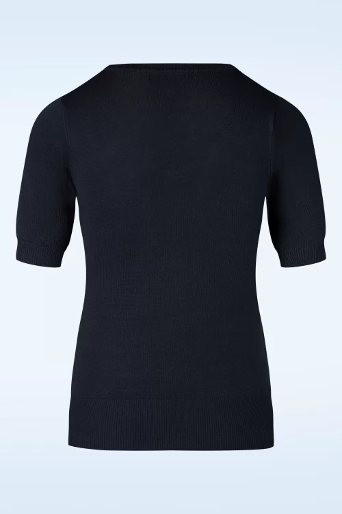Mak Sweater Julie Bloemen top in Marineblauw