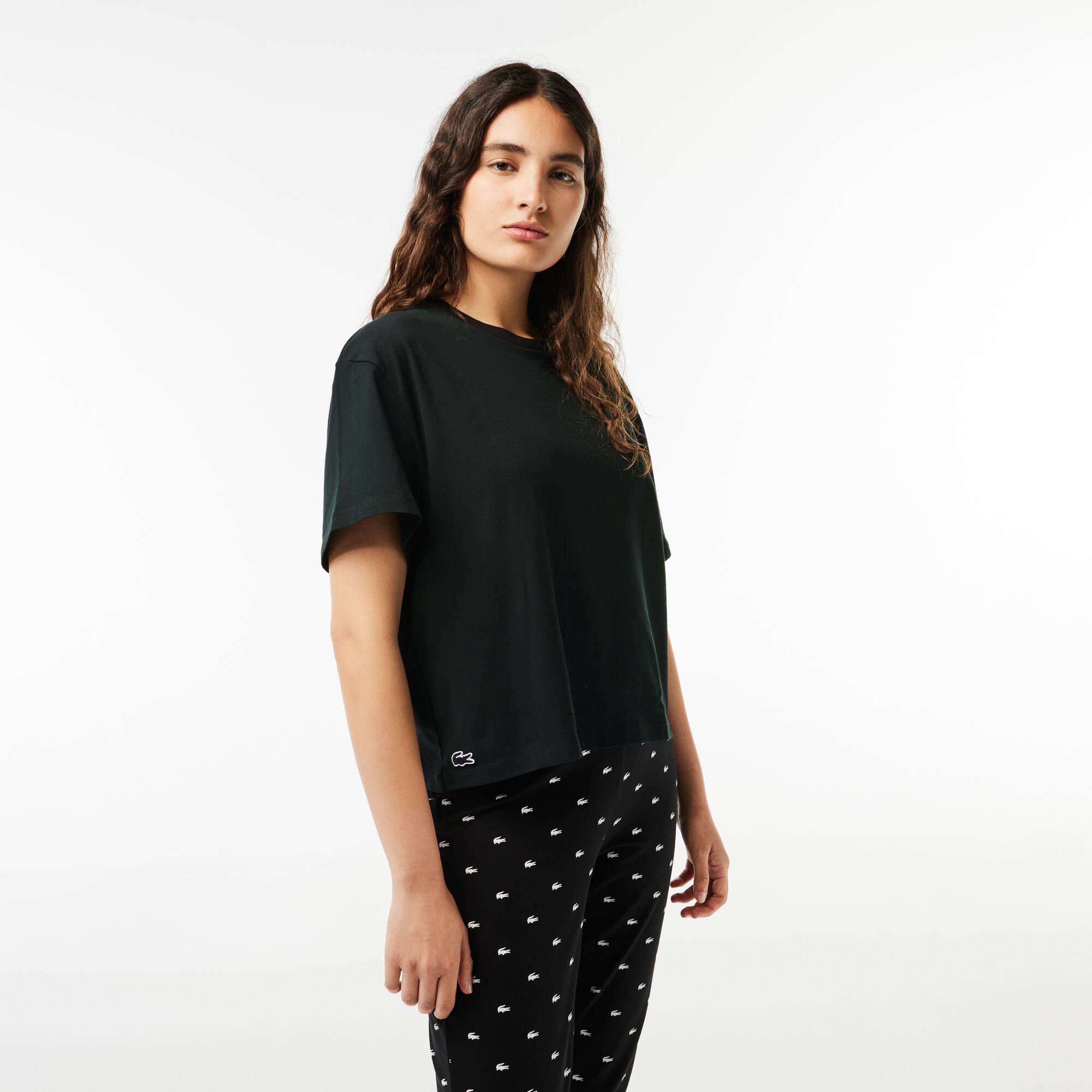 Ensemble de pyjama avec pantalon à motif crocodile Vêtements d’intérieur & de nuit - Noir - Lacoste - Femme