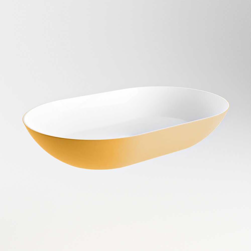 Mondiaz Onni Solid Surface waskom 55x35cm ocher / talc