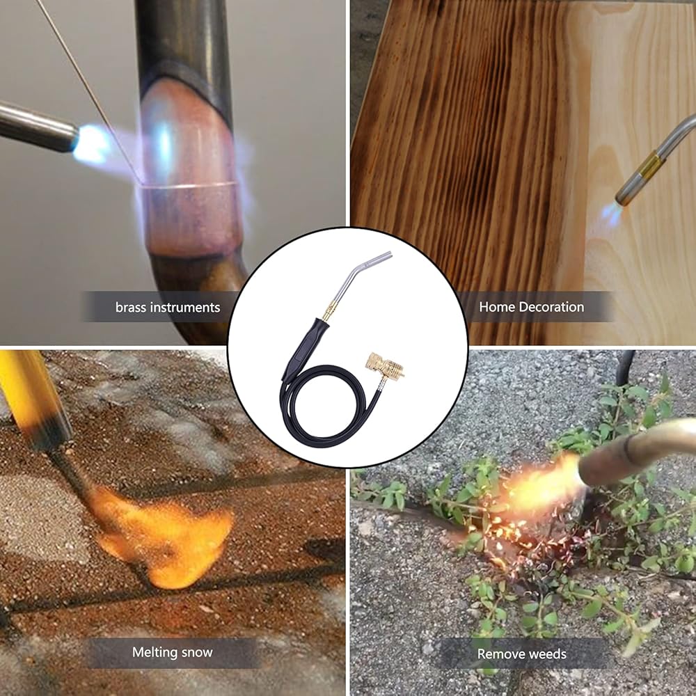 Aismrii Tuyau manuel pour chalumeau au propane, torche à gaz Mapp, torche de soudure, longueur du tuyau 1,5 m, température de fonctionnement maximale 1900 ℃ avec crochet (style basique) : Bricolage