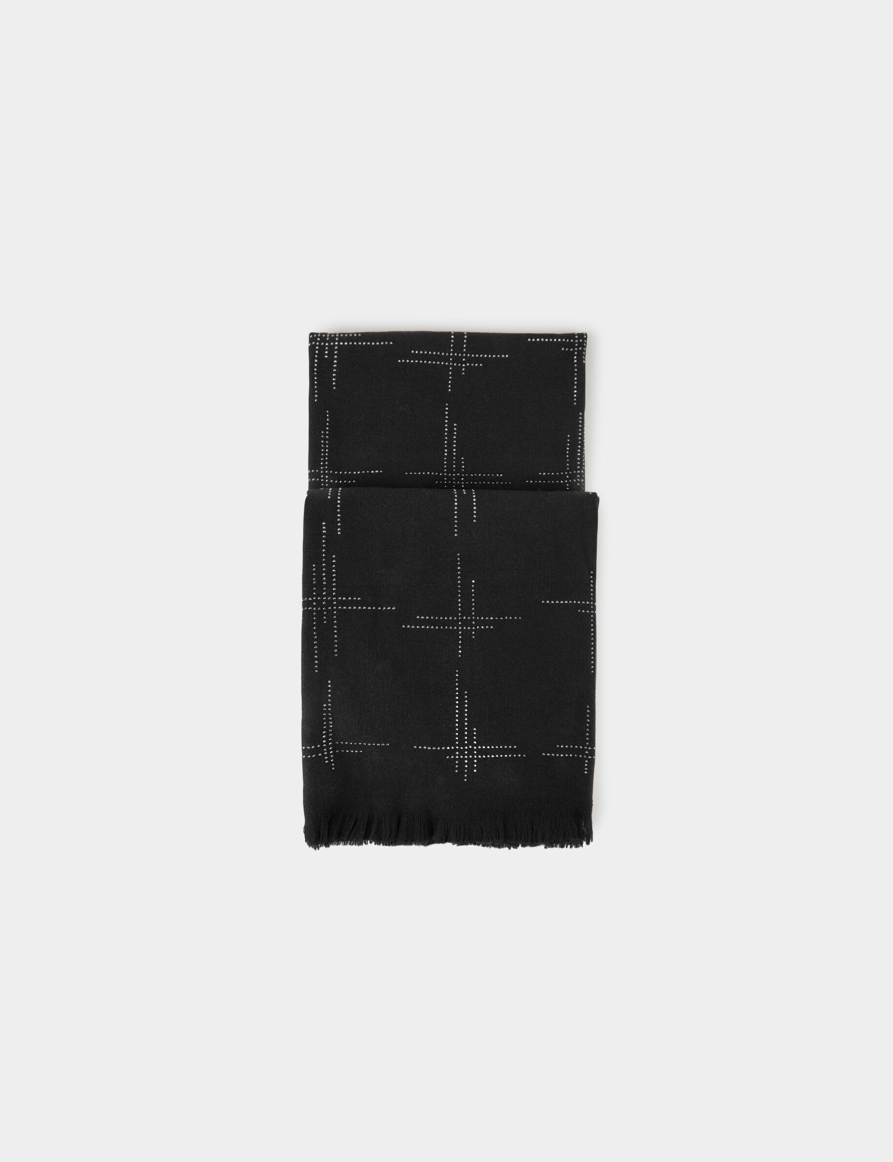 Écharpe avec strass et franges noir femme - noir
