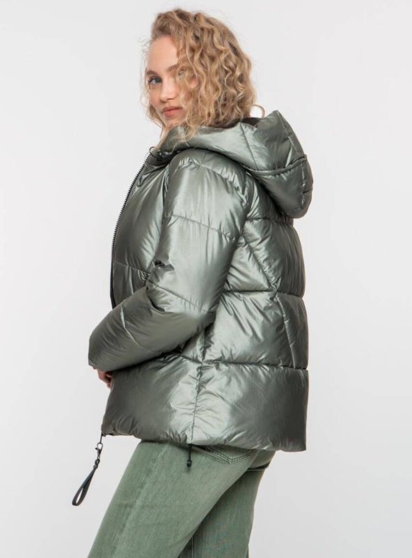 Geisha - Jas 58516 - Soft Green Metallic - Dames - Gewatteerd - Met Capuchon