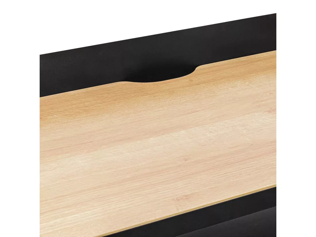 Hariyang - Bureau en métal avec étagère en bois 120x50 cm équipé de 2 prises shuko et 2 ports USB