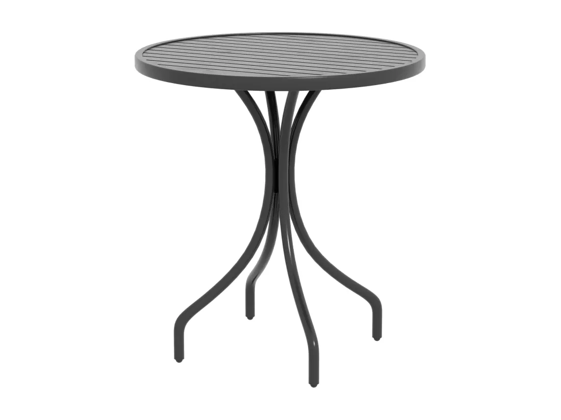 Table de jardin ronde Ø 66 cm acier plateau à lattes noir