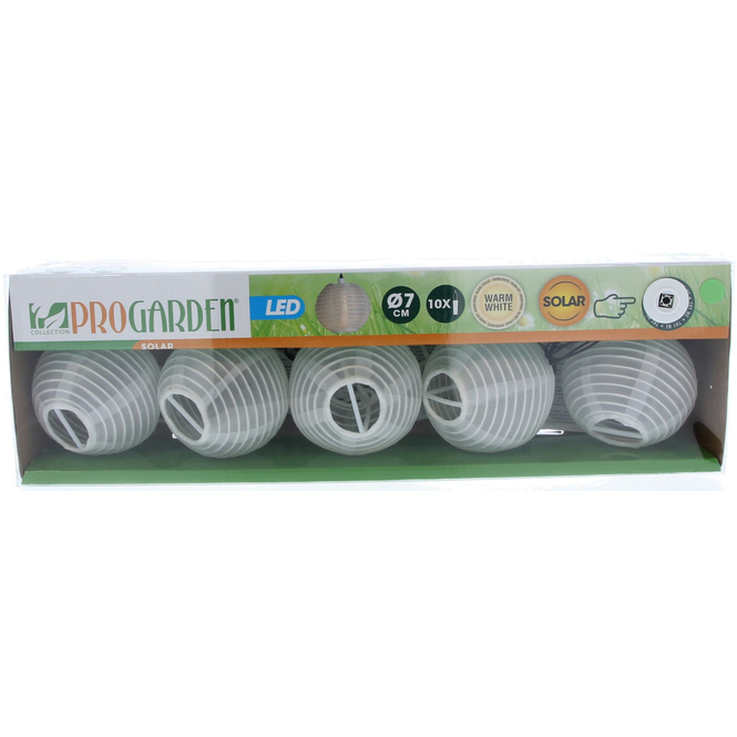 10er Solarlichterkette - Lampions - 170 cm - weiß