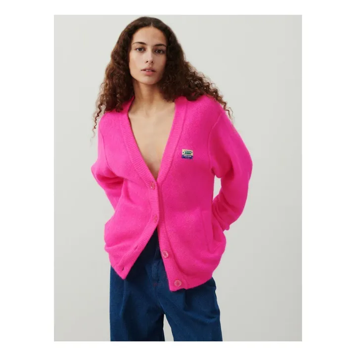 American Vintage Cardigan Vitow Alpaga et Laine | Rose fluo