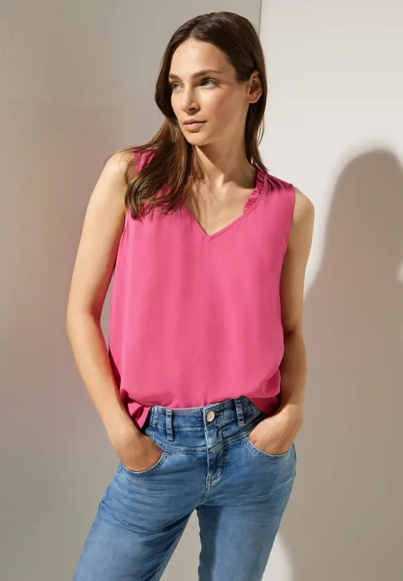 Top mit Rüschen - berry rose