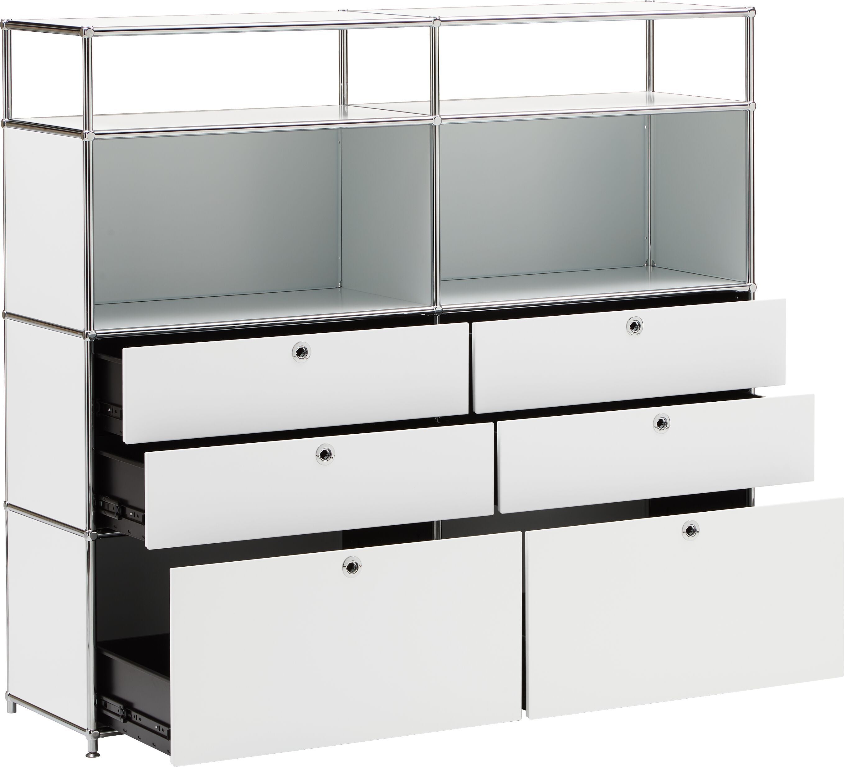 FLEXCUBE Highboard - Weiss / B: 152.0 cm x T: 40.0 cm x H: 138.0 cm