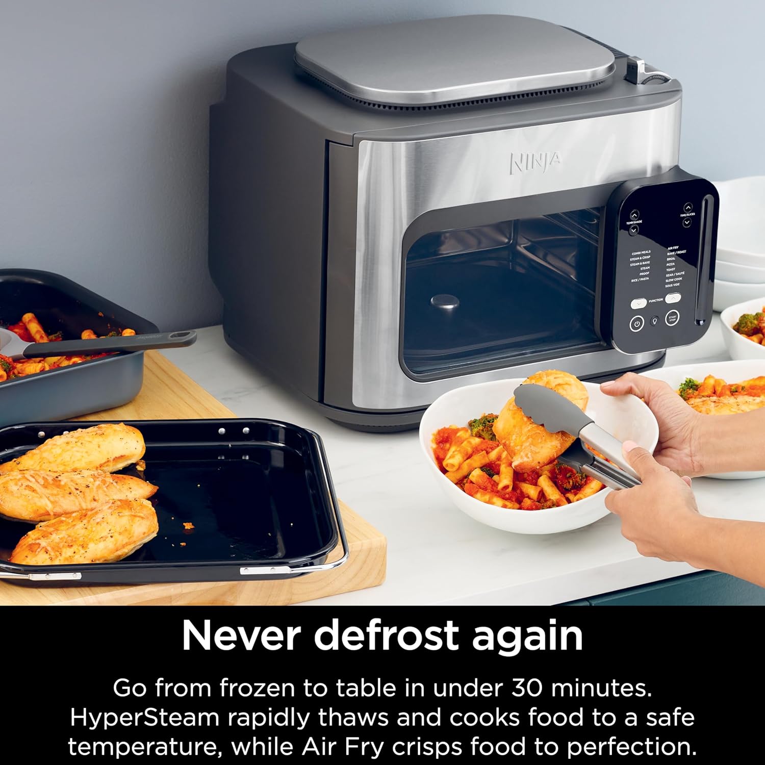 Ninja Multicuiseur tout-en-un combiné, four et friteuse à air, repas complets en 15 minutes, fonctions 14 en 1, cuisinière combinée + friture à air, cuire, rôti, cuisson lente et plus encore, 3