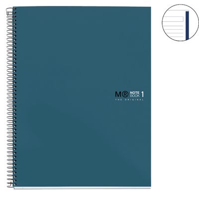 THE ORIGINAL NOTEBOOK, couverture rigide, A4, lignes horizontales, 80 feuilles de 1 couleur, Miquelrius, Océan.
