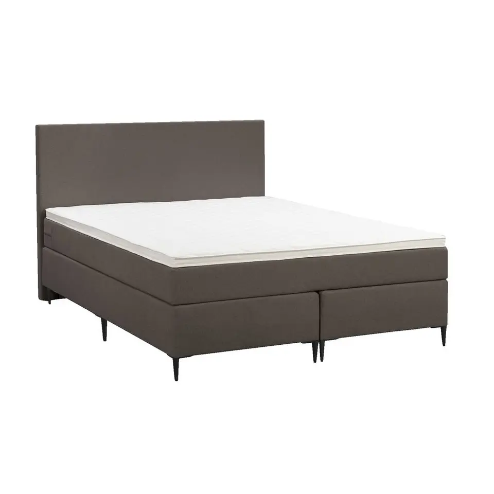 Boxspring Liv egaal - donkerbruin - 140x200 cm - slanke poot