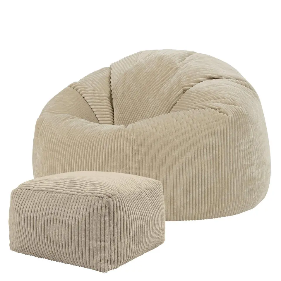 icon Zitzak en Poef Kingston - Corduroy Zitzak - Beige