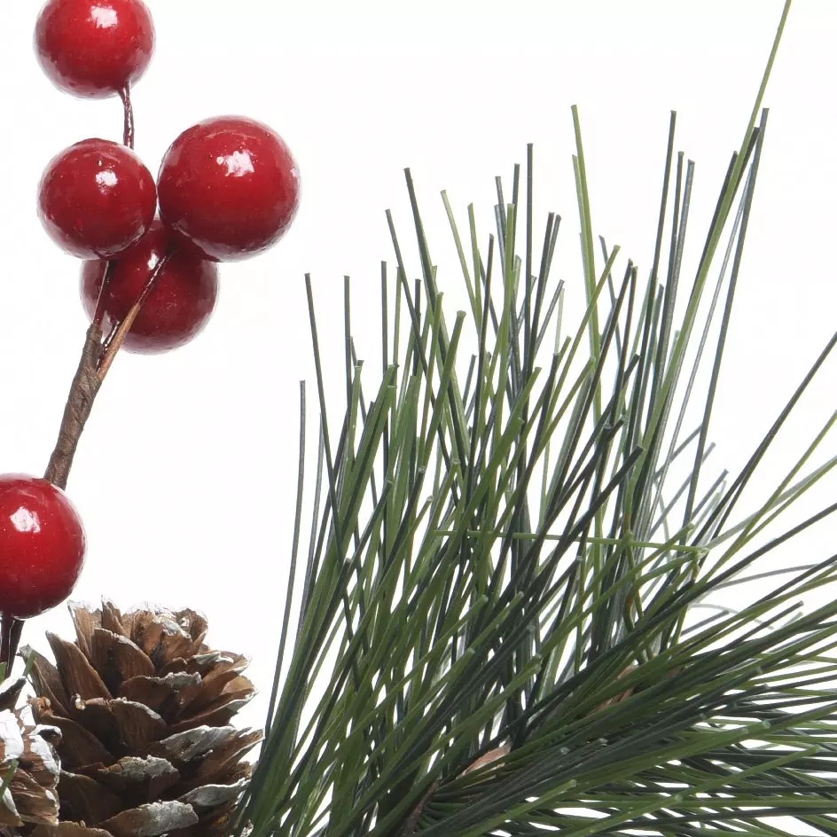 Branche de sapin et baie (30 cm) Sous-bois Rouge