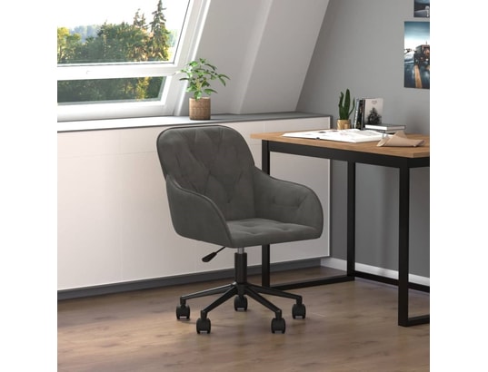 VIDAXL - Chaise de bureau Chaise pivotante de bureau gris foncé velours