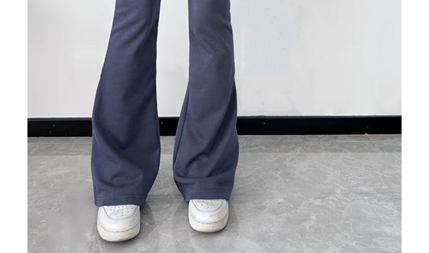 Hollahop - Hoge taille, effen bootcut broek met trekkoord
