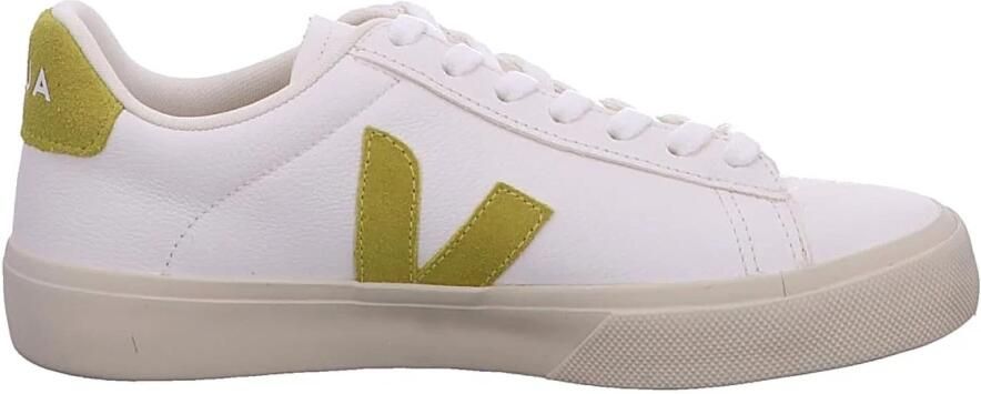 Veja Gecoate Katoenen Sneakers Wit Limoengroen White Dames