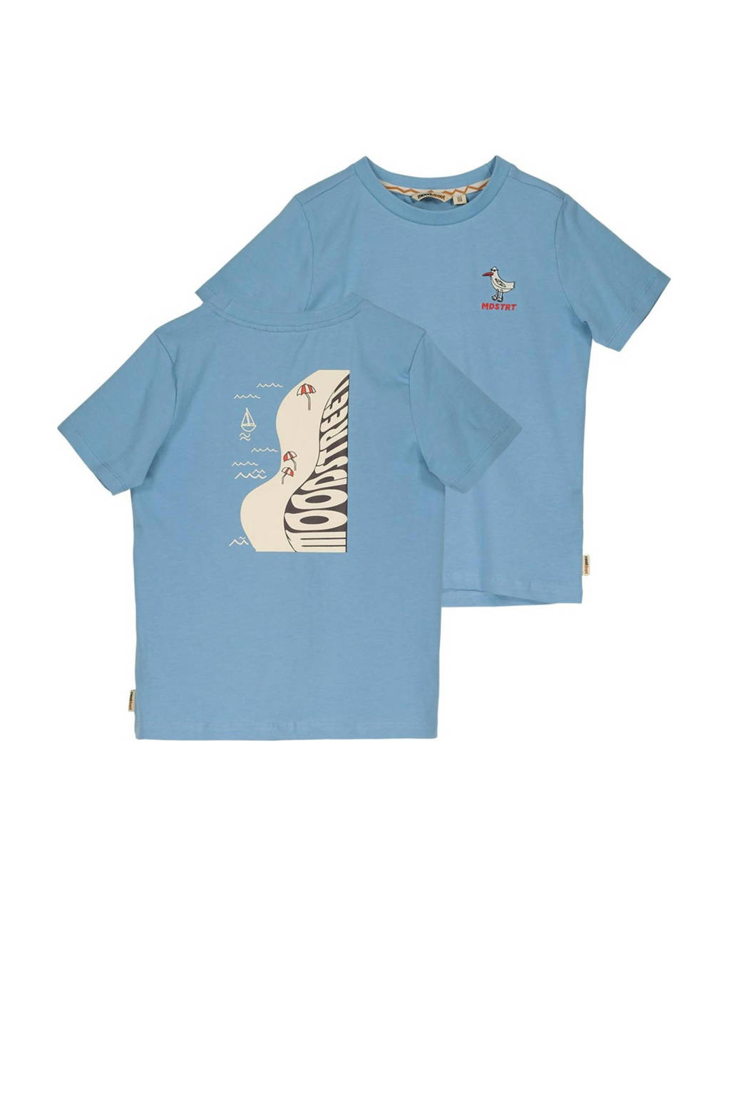 Moodstreet T-shirt met backprint lichtb lauw