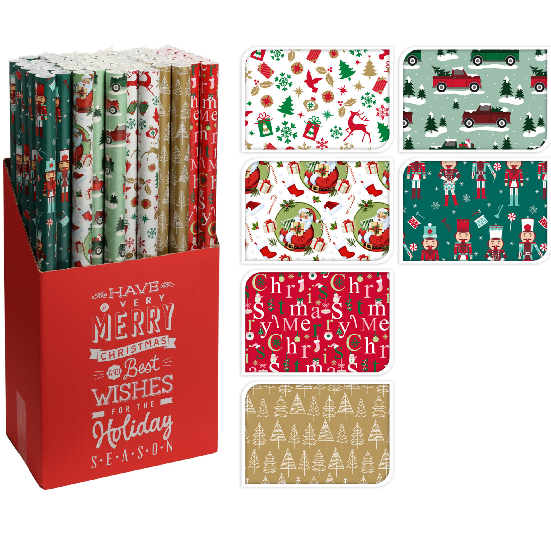 Weihnachts-Geschenkpapier - mehrfarbig - sortiert - 70x200 cm