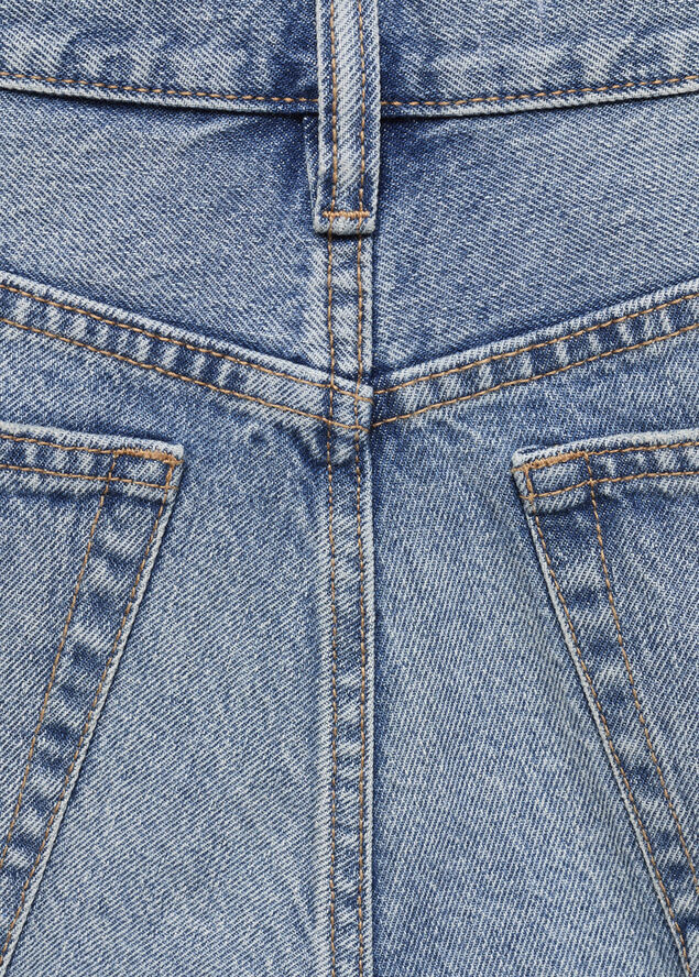 MANGO Denim shorts with frayed hem Open blue