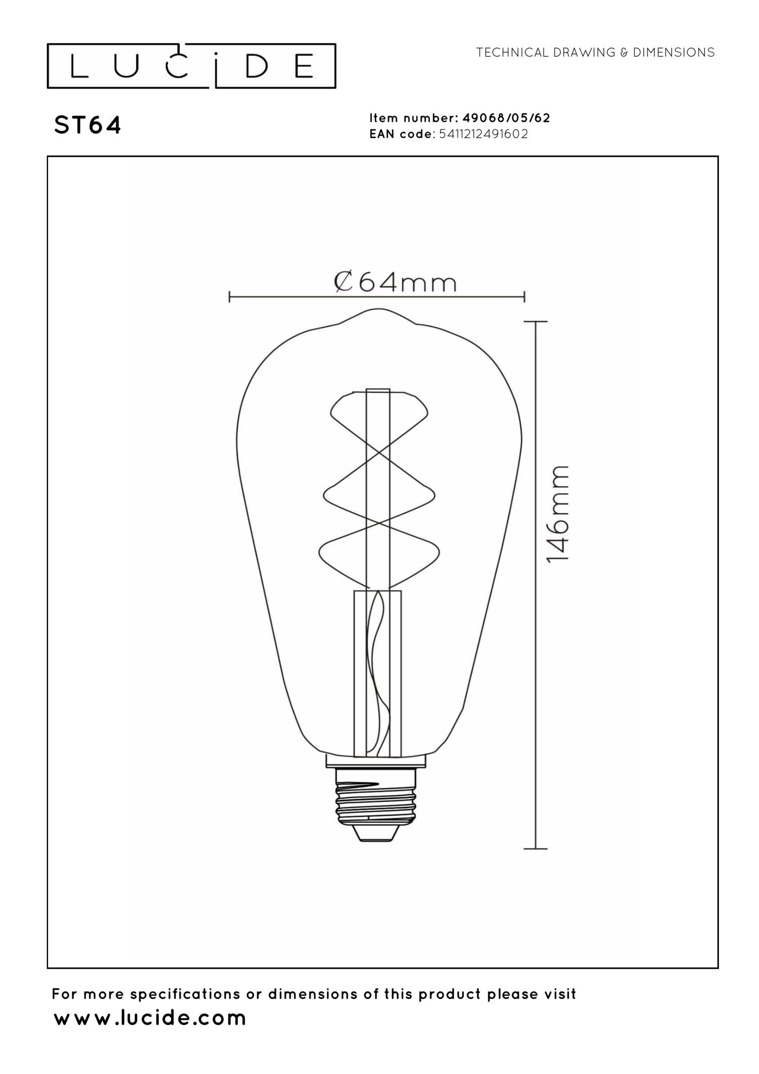 Lucide ST64 Filament lamp - Amber (set van 3)