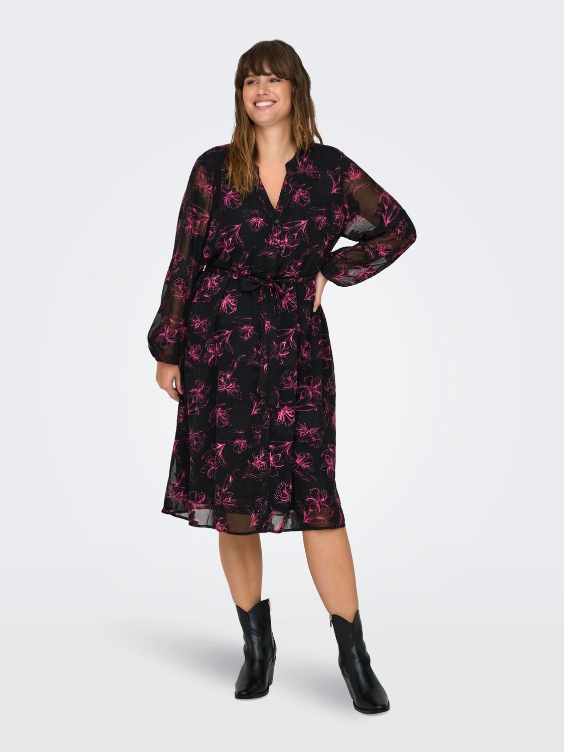 CARMELENA Langes Kleid Fuchsia Purple