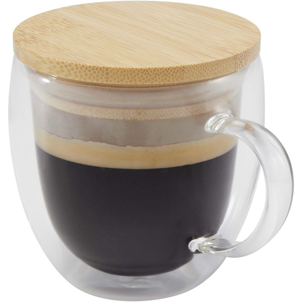 Seasons 113419 - Tasse en verre Lenora de 250 ml avec couvercle en bambou