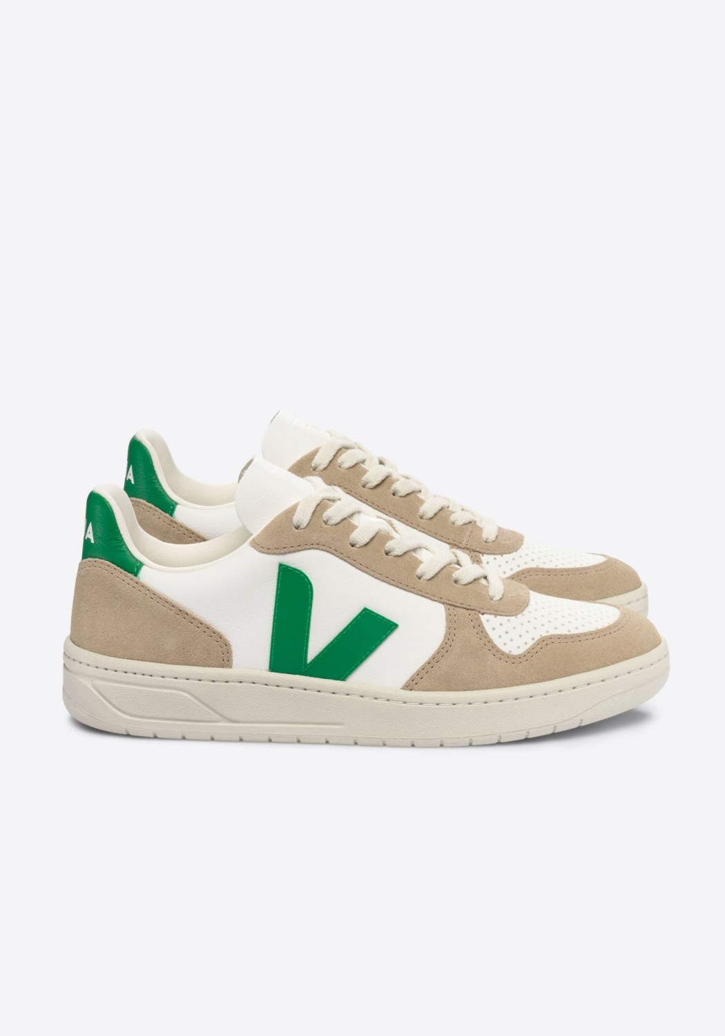 Veja Sneaker V-10 Leather Extra White Emeraude Sahara