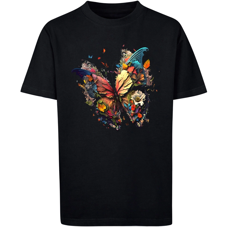 F4NT4STIC T-Shirt Schmetterling Bunt schwarz
