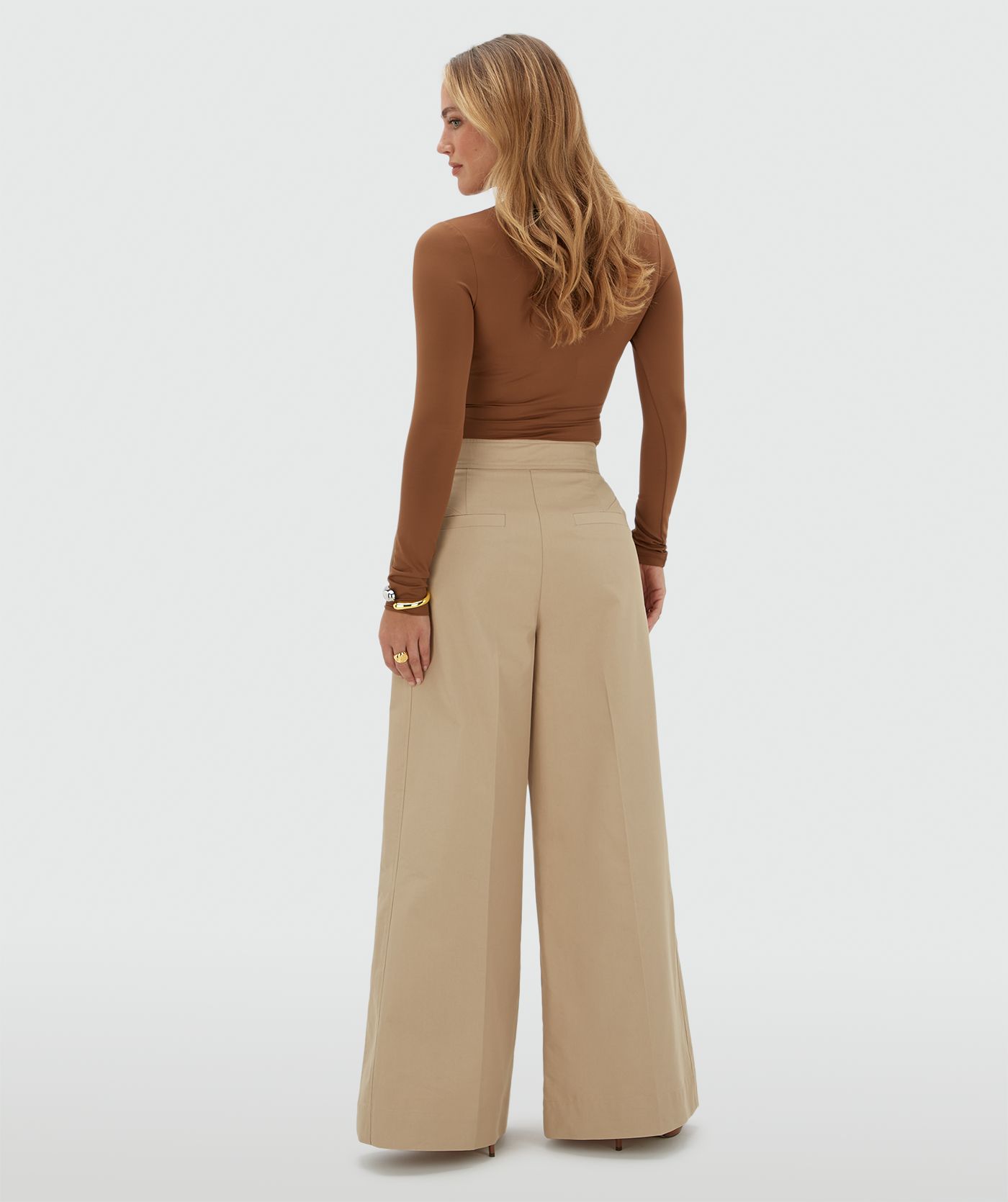 JV-VEN mid rise wide leg pantalon - beige