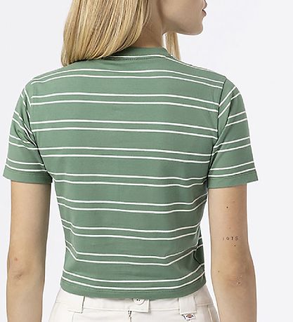 Dickies T-Shirt - Cropped - Westover - Dark Ivy m. Streifen