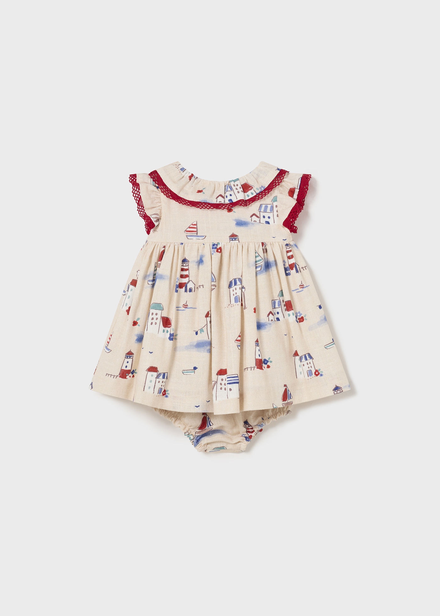 Vestido-capa de fralda Capri para recém-nascido com estampa de linho