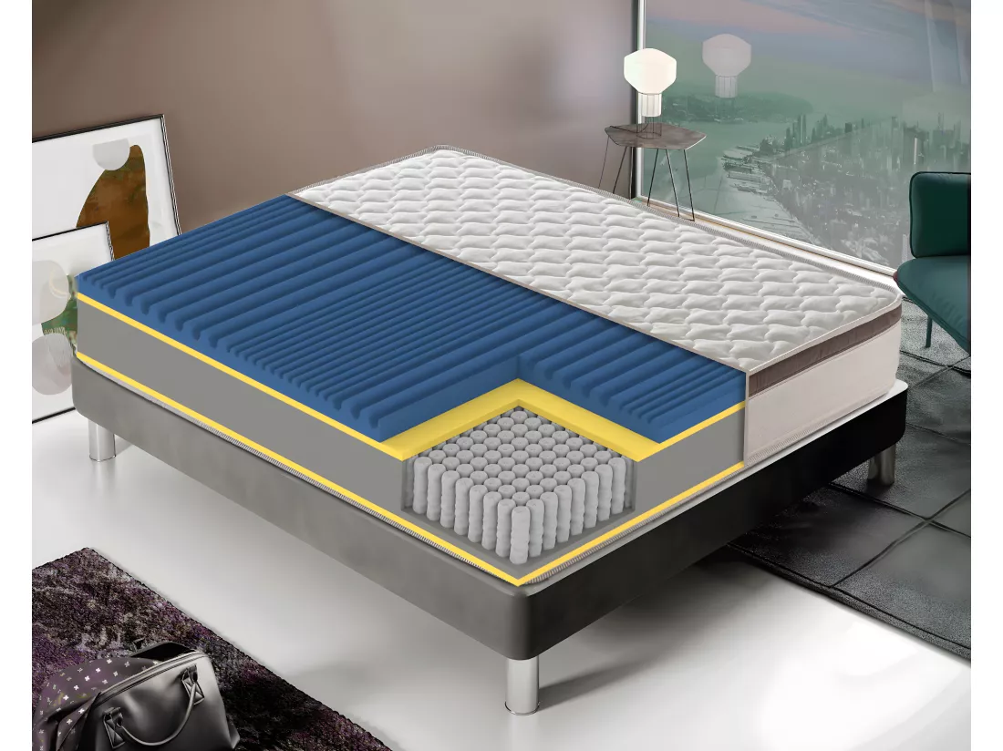 Matelas Ressorts Ensachés 1600 - Housse Anatomique - 7 Zones De Confort 80x190 cm