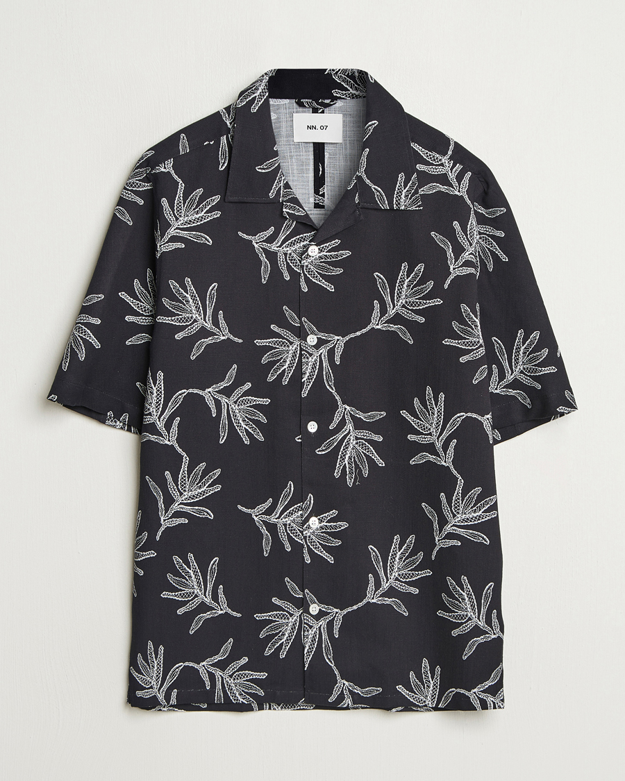 NN07 Ole Printed Cotton/Lyocell Resort Shirt Black
