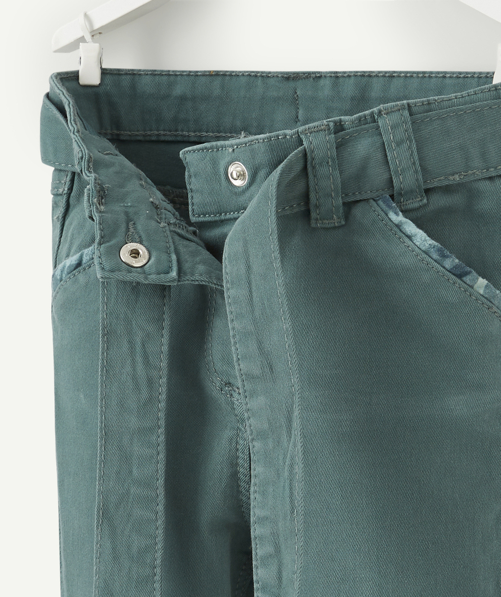PANTALON CHINO BÉBÉ FILLE VERT AVEC CEINTURE