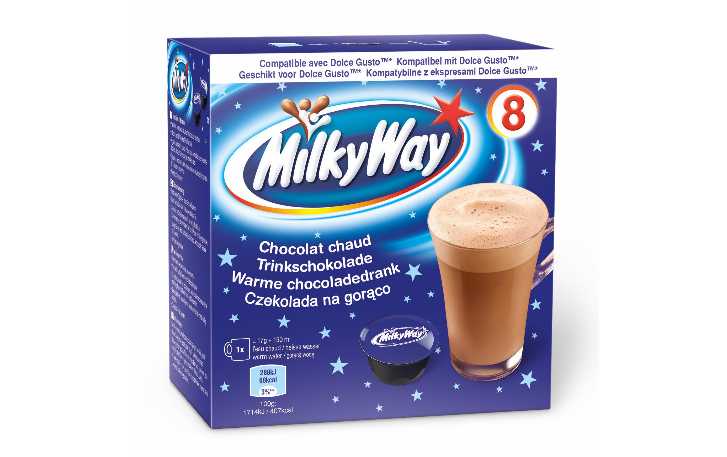 Milky Way Dolce Gusto Trinkschokolade 8 KapselnDolce Gusto Kapseln mit kakao- und milchschokoladenhaltigem Getränkepulver