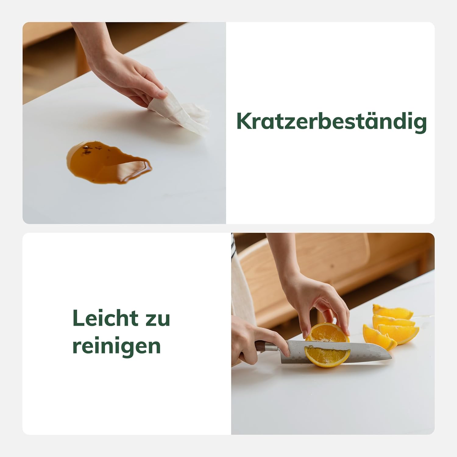 YESWOOD Esstisch ausziehbar aus massivem Gummibaumholz, Esstisch Keramik, 0 Furnier，ausziehbarer Tisch für 2 bis 6 Personen, für Esszimmer und Wohnzimmer (90-150) x 70 x 76 cm, Beige
