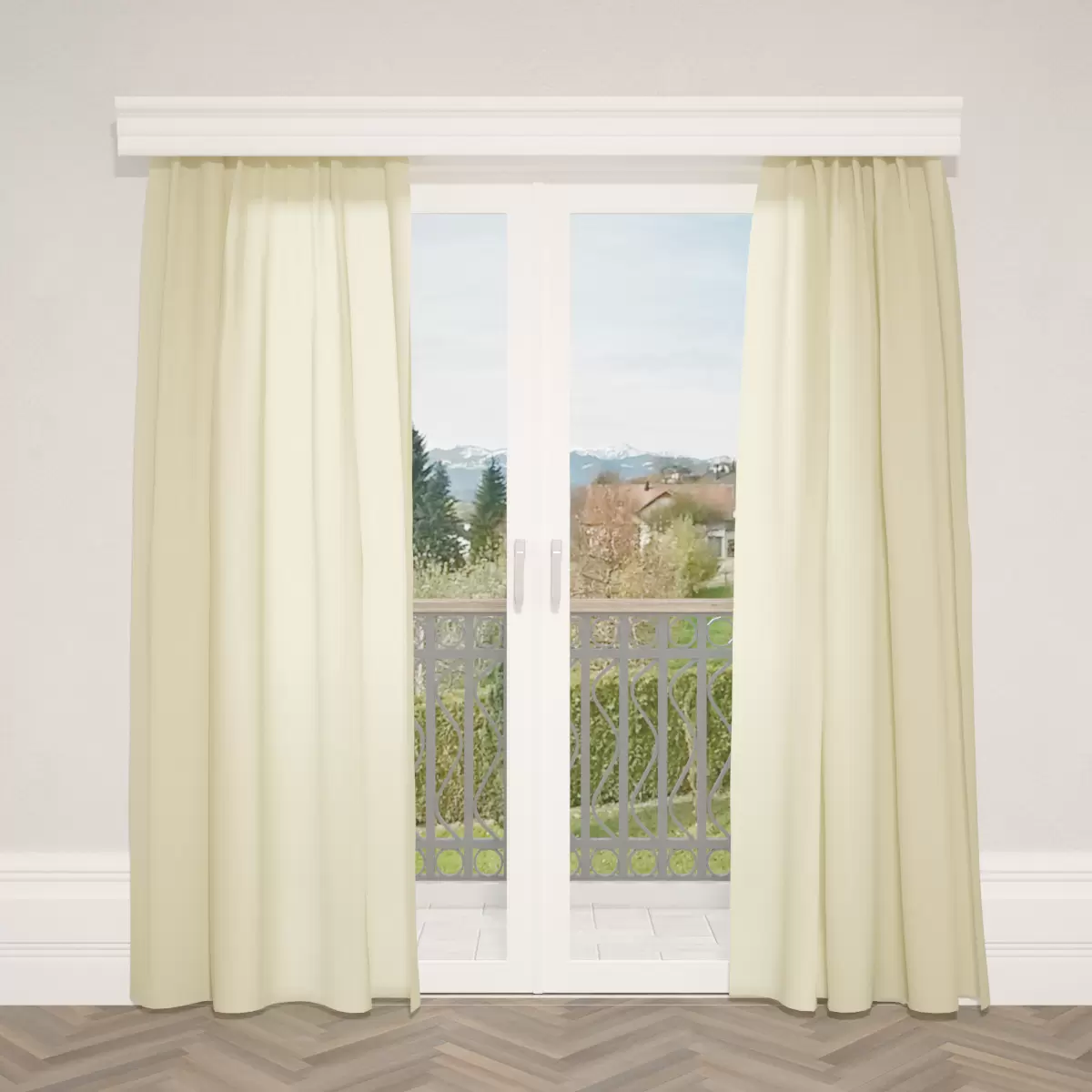 Nachtvorhang Jacquard Moiré hellgelb