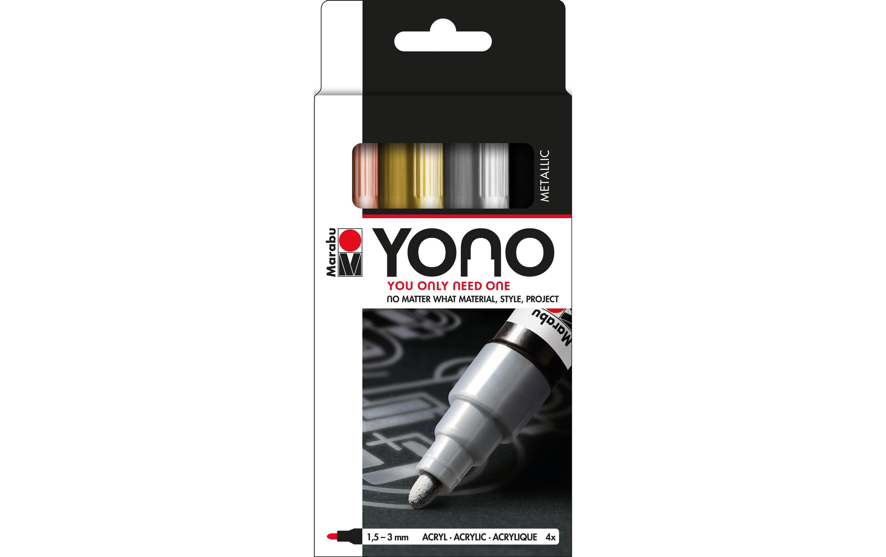 Acrylmarker YONO Set 1.5 - 3 mm, 4-teilig, MetallAcrylstifte für alle Fälle