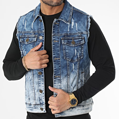 Veste Jean Sans Manches Bleu Denim