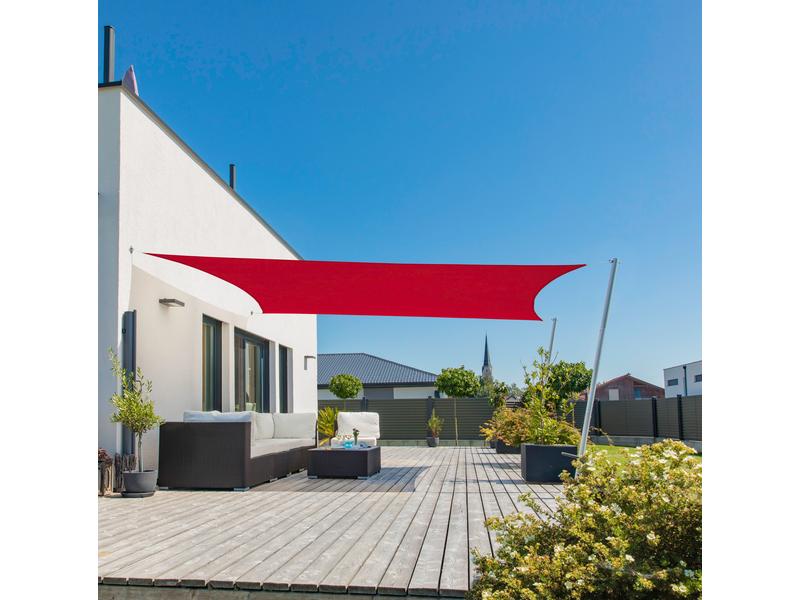 Windhager Sonnensegel Cannes, 2 x 3 m, Eckig, Rot Schattentuch für Terrasse oder Balkon