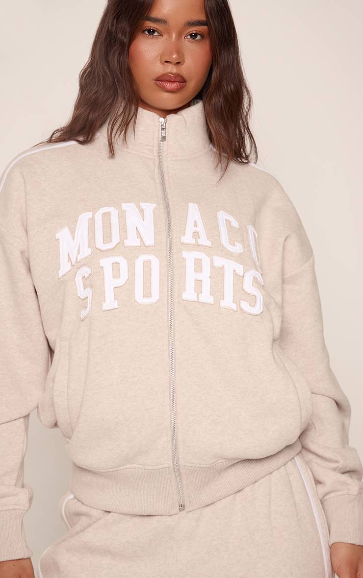 Avoine Sweat-shirt Zippé À Appliqué Monaco Contrasté
