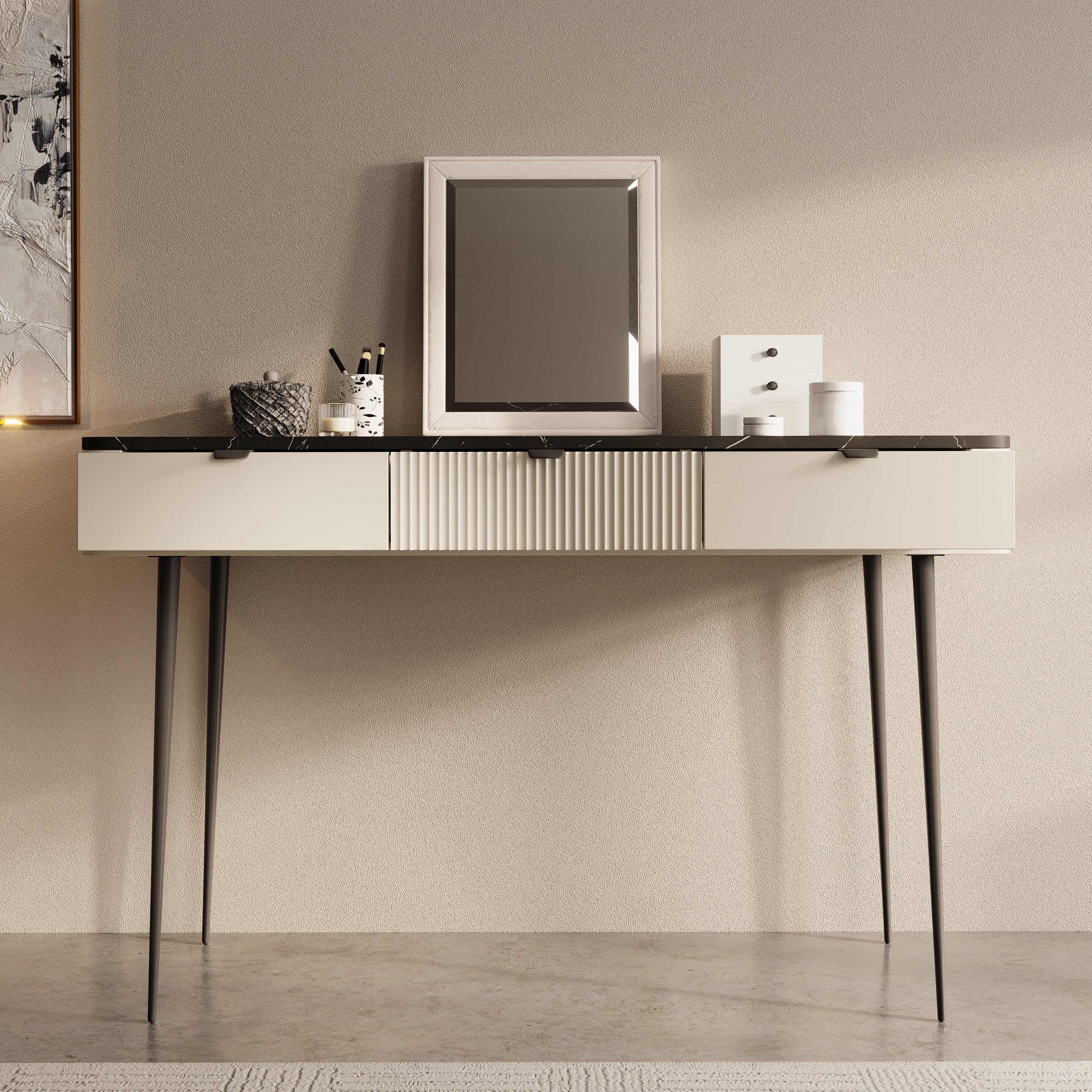 Meubella - Kaptafel Mace - Beige - 130 cm