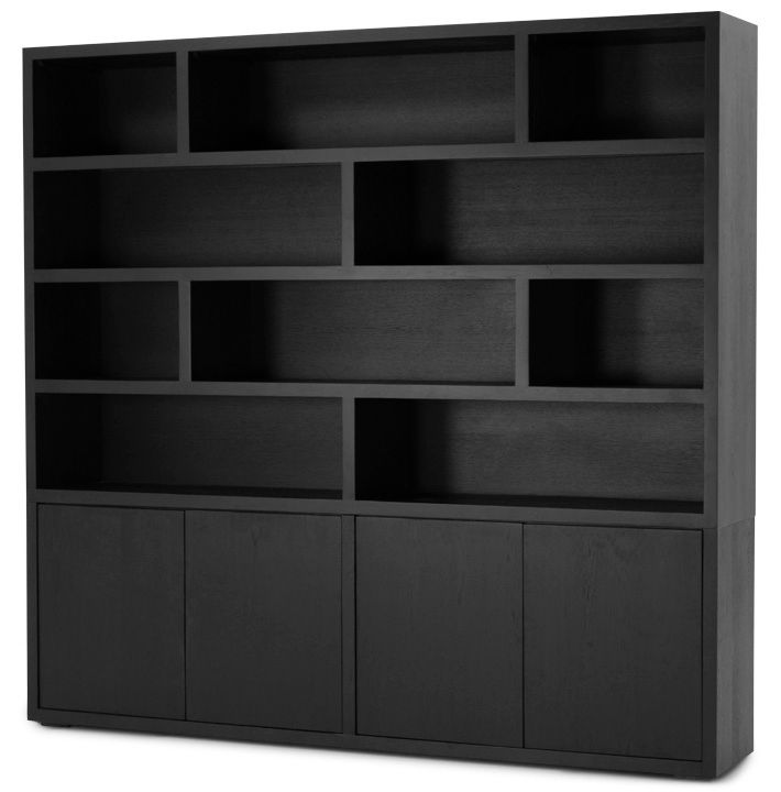 Boekenkast zwart Velori B220 x D40 x H220 cm