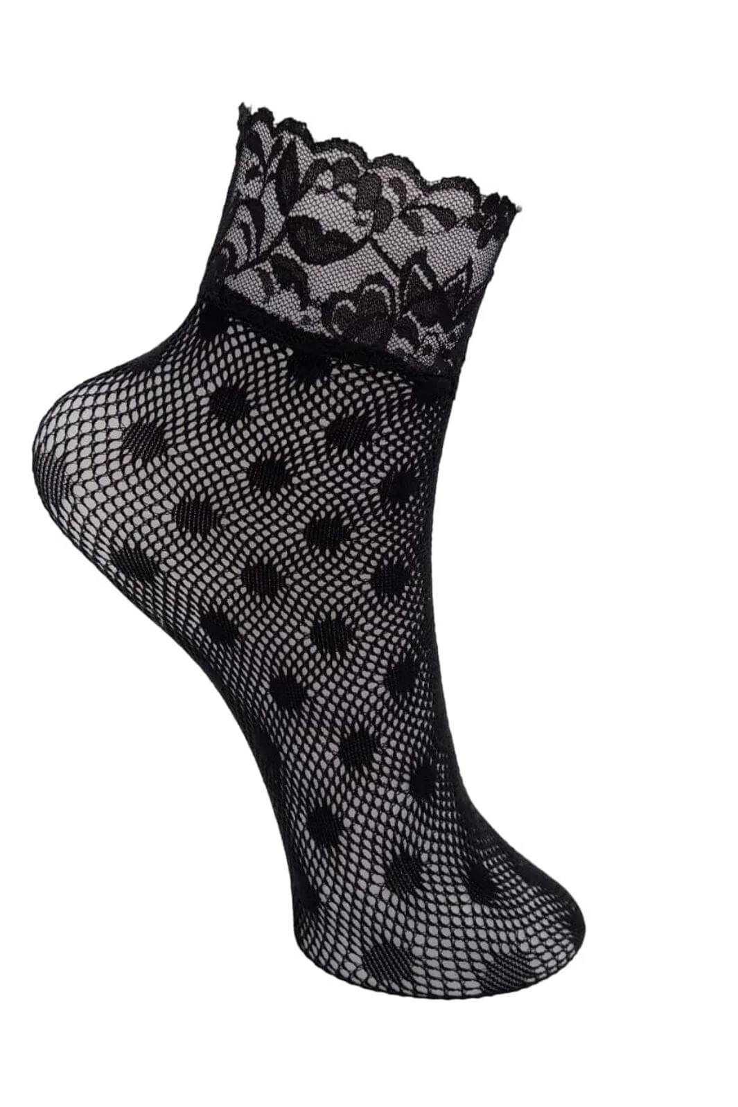 Black Colour Bctera Anclet Dot Sock 4352