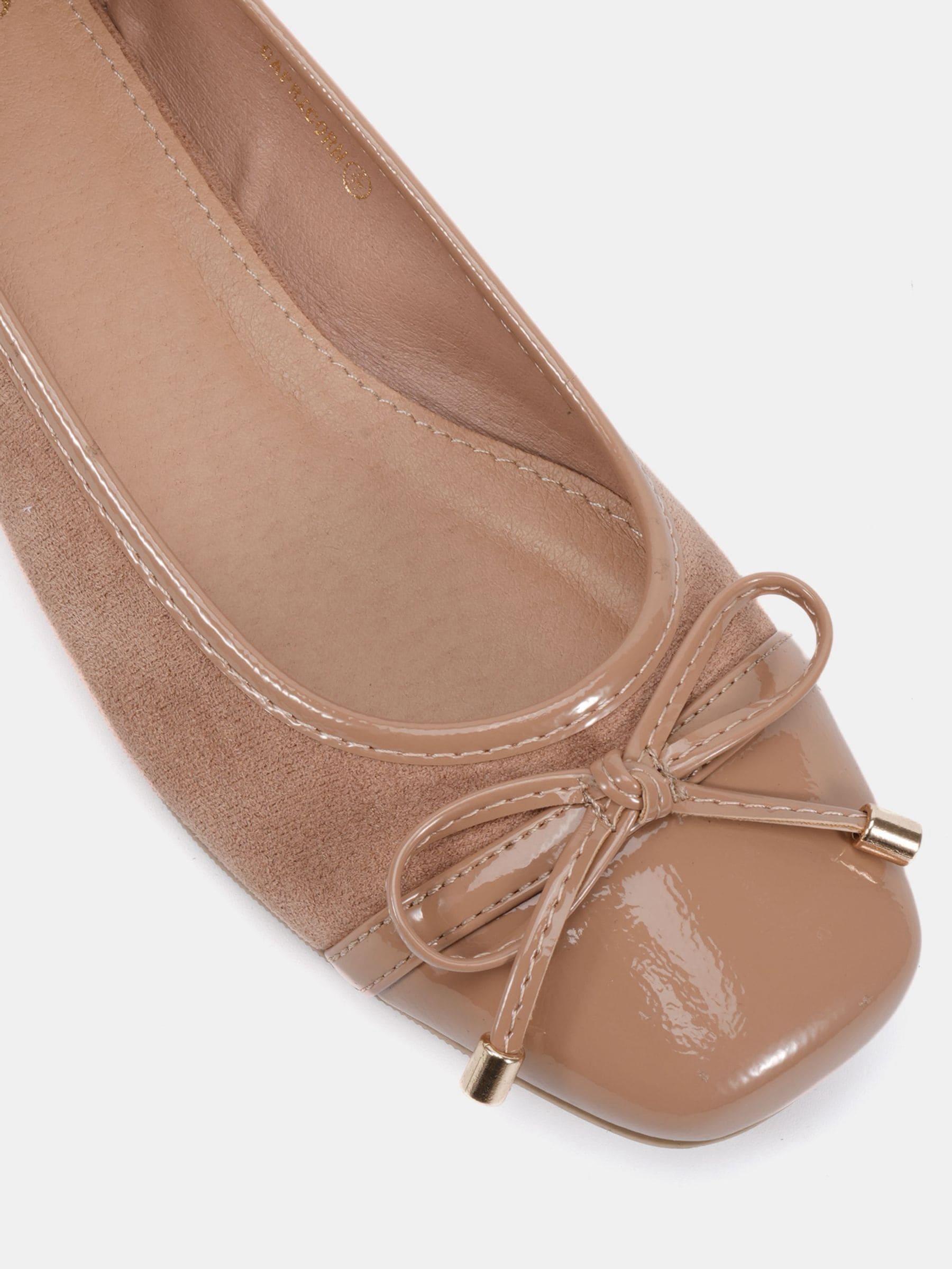 Licht beige - Novo CAPRICORN Soft Sqaure Toe Cap Bow Ballerinas