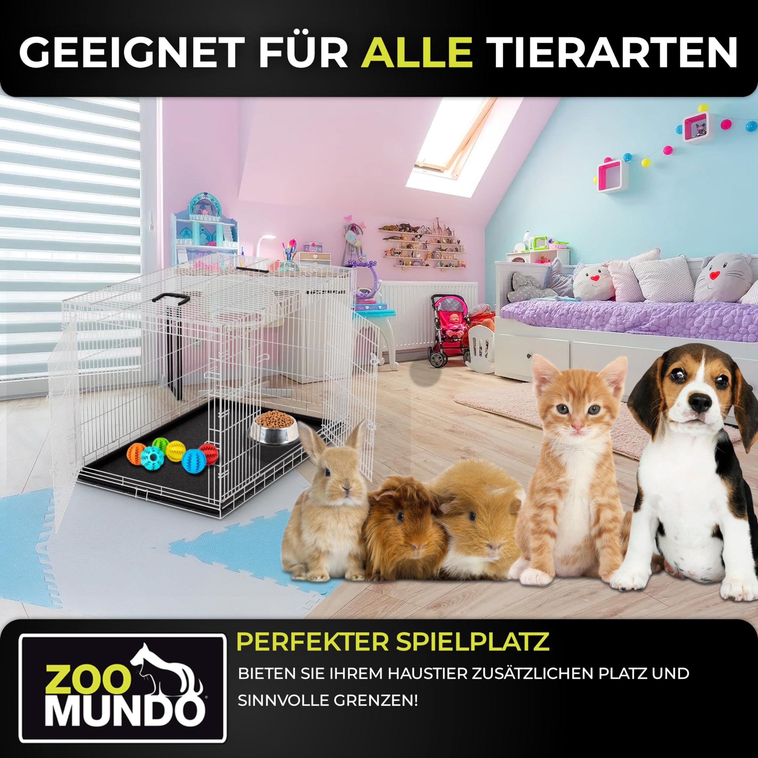 zoomundo Faltbarer Tierkäfig / Transportbox - Silber Größe XXL