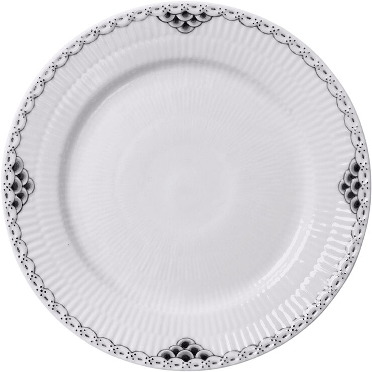 Royal Copenhagen Sort Riflet Blonde Tallerken 19 cm Hvid