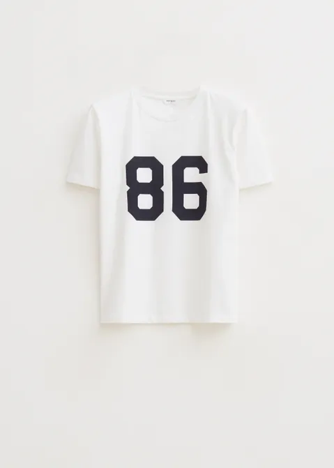 T-shirt met nummerprint wit (WIT)
