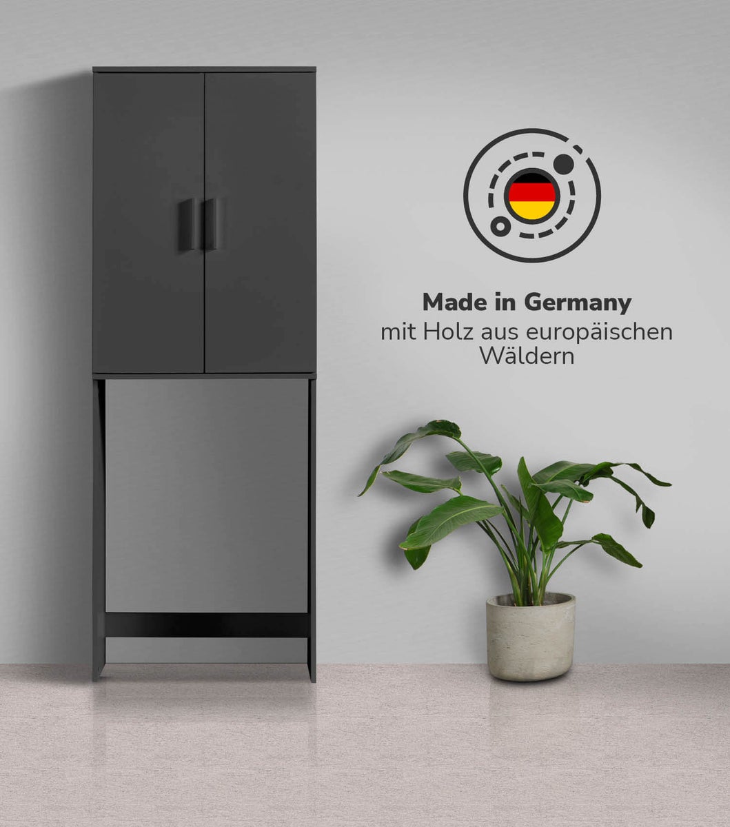 mokebo wasmachinekast 'The Clean Man', opbouwkast voor wasmachines en drogers in antraciet